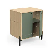 mobile da bagno verde e rovere