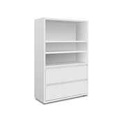 Capiente Libreria moderna con 2 cassetti, finitura Bianco opaco