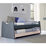 Letto multifunzionale 2 posti, finitura Blu opale e Cipria