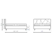 Letto matrimoniale Seginus con contenitore in tessuto in finitura Grigio seta