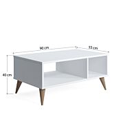 Tavolino Ankara da caffe Bianco con piedini rovere