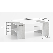 Tavolino soggiorno moderno, Bianco e Cemento