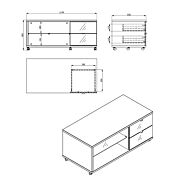 Tavolino con ruote a 2 cassetti, finitura Grigio e Rovere