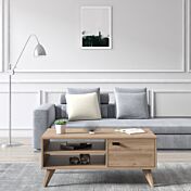 Tavolino Ankara, un'anta e un ripiano in finitura Rovere