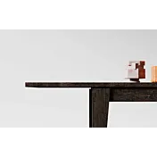 tavolo con allungo legno bruciato