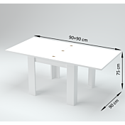 Tavolo quadrato 90x90 in finitura Cemento con apertura a libro