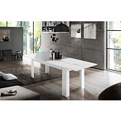 Tavolo moderno per interni, completo di allunga, finitura Bianco Lucido L.160
