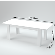 Tavolo moderno per interni, completo di allunga, finitura Bianco Lucido L.160