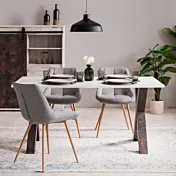 Tavolo moderno Tromso con gambe ad x  in finitura Willow e bianco