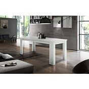 Tavolo moderno per interni, completo di allunga, finitura Larice Bianco L.120