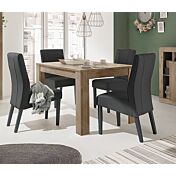 Sala completa Mercure, composta da tavolo moderno, libreria, madia 4 ante