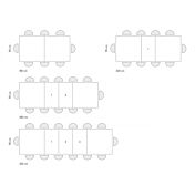 Tavolo con 6 allunghe, colore nero e piano in nobilitato finitura Rovere rustico