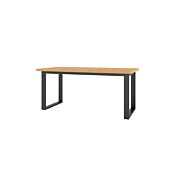 Tavolo moderno di design allungabile, finitura quercia e dettagli metallo nero