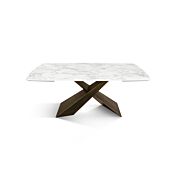 tavolo con gamba bronzo e piano in ceramica