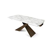 tavolo moderno di design con gamba bronzo