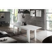 Tavolo moderno per interni, completo di allunga, finitura Larice Bianco L.120