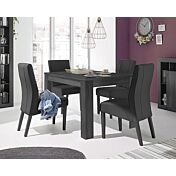 Soggiorno Nero frassinato, composto da madia 2 ante + 3 cassetti, tavolo allungabile e madia 2 ante