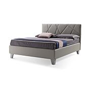 Letto matrimoniale Tarazed con contenitore in ecopelle in finitura grigio fumo