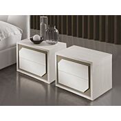 Coppia di comodini moderni, Olmo Bianco, Made in Italy