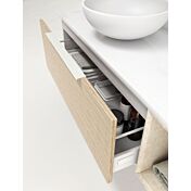 Bagno di design sospeso Bianco, Rovere, Grigio con specchio inclinabile