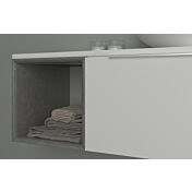 Composizione bagno sospesa Bianco con cubotto in pietra naturale Grigia