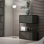 Libreria bassa da ufficio colore Grigio laccato, L.80 cm 