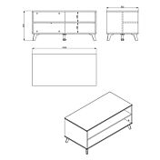 Tavolino soggiorno con piedini, finirura Rovere e Nero