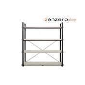 Libreria industrial, 4 ripiani in finitura Quercia