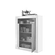 Madia alta moderna, 2 ante, finitura cemento e ossido