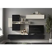 Parete Attrezzata 276x30x210 h cm, Cashmere e Nero frassinato- Logica Zenzero Shop