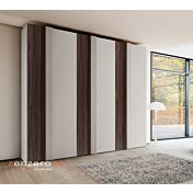 Armadio a 6 ante battenti in finitura Grigio seta e Noce moro