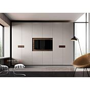 Armadio camera letto con vano tv, Grigio e Noce moro Zenzero Shop