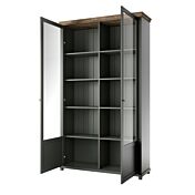 Elegante vetrina 2 ante finitura verde scuro e quercia 