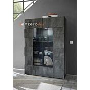 Pratica Vetrina dal design moderno a 2 ante, finitura Ossido