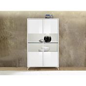 Vetrina moderna 2 ante parzialmente vetro, finitura Bianco lucido