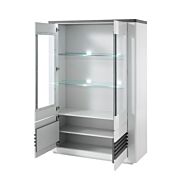 Vetrina 4 ante, bianco lucido e rovere adamello, made in Italy