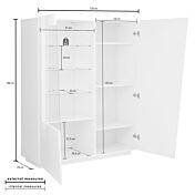 Vetrinetta moderna a 2 ante in Bianco laccato lucido