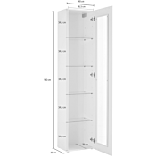 Vetrina sospesa con anta battente, finitura bianca lucida