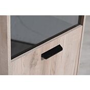 Vetrina 1 anta con piedini, finitura Rovere grigio e Nero