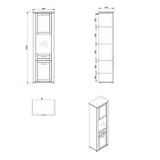 Vetrina colonna 2 ante, finitura Rovere e Carbone
