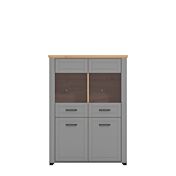 Vetrina doppia colonna, finitura Rovere e Carbone