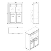 Vetrina doppia colonna, finitura Rovere e Carbone
