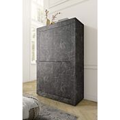 Credenza Moderna Effetto marmo, Madia di Design, 4 ante Alta, Made in Italy