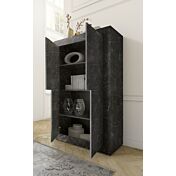Credenza Moderna Effetto marmo, Madia di Design, 4 ante Alta, Made in Italy