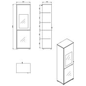 Vetrina con ante vetro grigio, finitura Grafite e Rovere