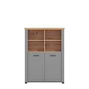 Vetrina contemporanea a 2 ante, finitura Rovere e Carbone