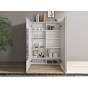 Soggiorno composta da 1 madia,1 vetrina e 1 tavolo, Kadiz e Bianco lucido