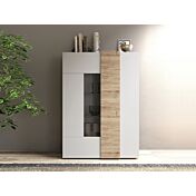 Soggiorno composta da 1 madia,1 vetrina e 1 tavolo, Kadiz e Bianco lucido