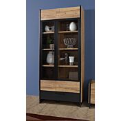 Vetrina Rovere waterford e nero, 2 ante, 1 doppio cassetto