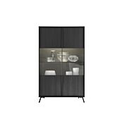 Vetrina moderna 2 ante parzialmente vetro, finitura Nero Frassinato